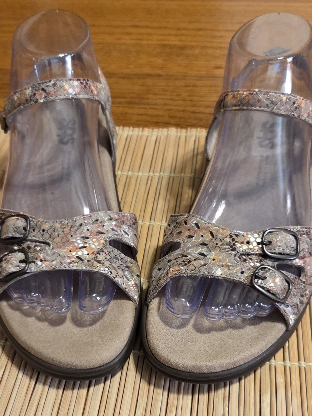 SAS Women's Leather Snake Pattern Sandals, 7.5 M